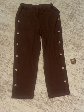 SHEIN Brown Side-Button Jogger Pants
